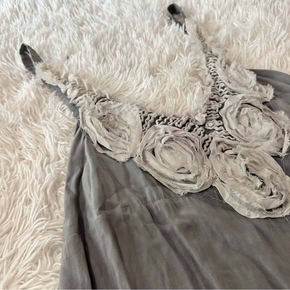 Boho Tiered Mini Dress with 3D Rosette Trim | Made in Italy | Size 10 - Picture 12 of 13